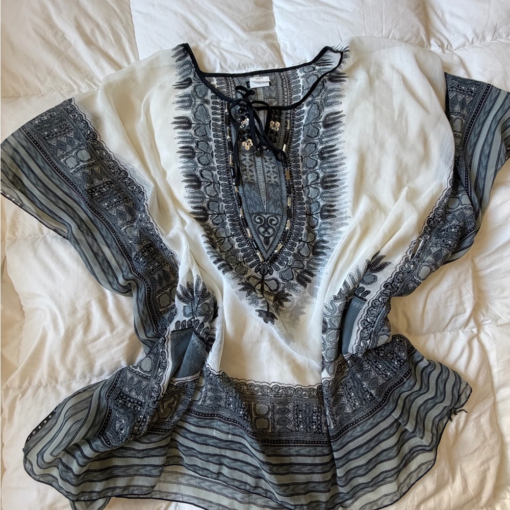 Boho Sheer Embellished Cover Up One Size – Festival, Beach, Summer Layering